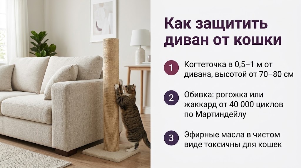Как защитить диван от кошки
