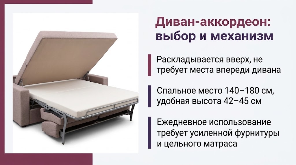 Диван-аккордеон: выбор и механизм
