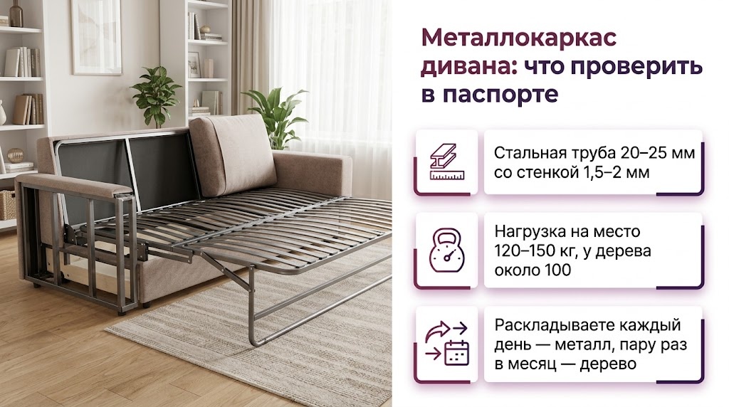 Металлокаркас дивана: что проверить в паспорте