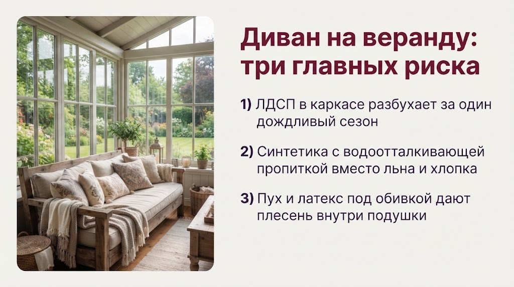 Диван на веранду: три главных риска