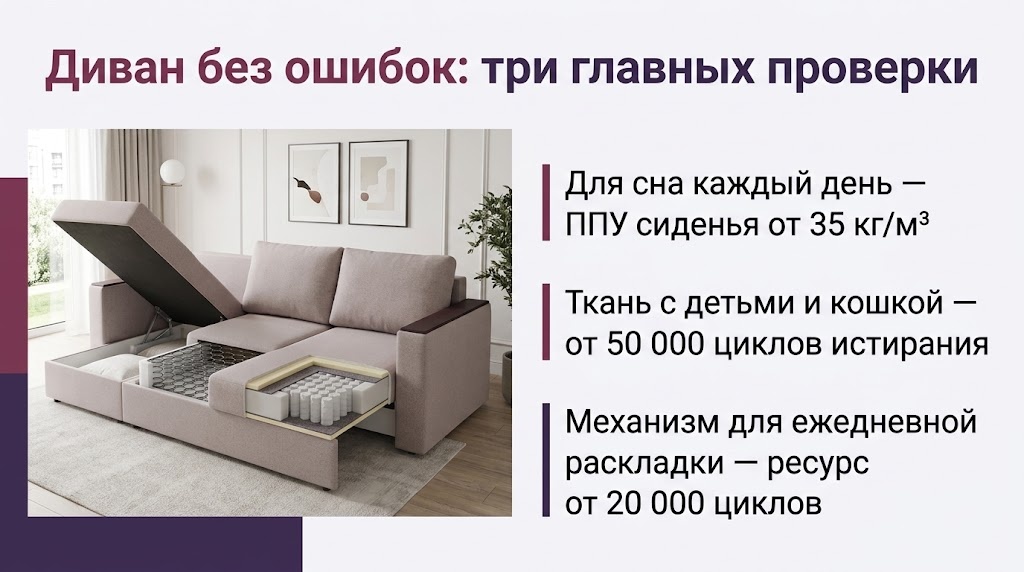 Диван без ошибок: три главных проверки