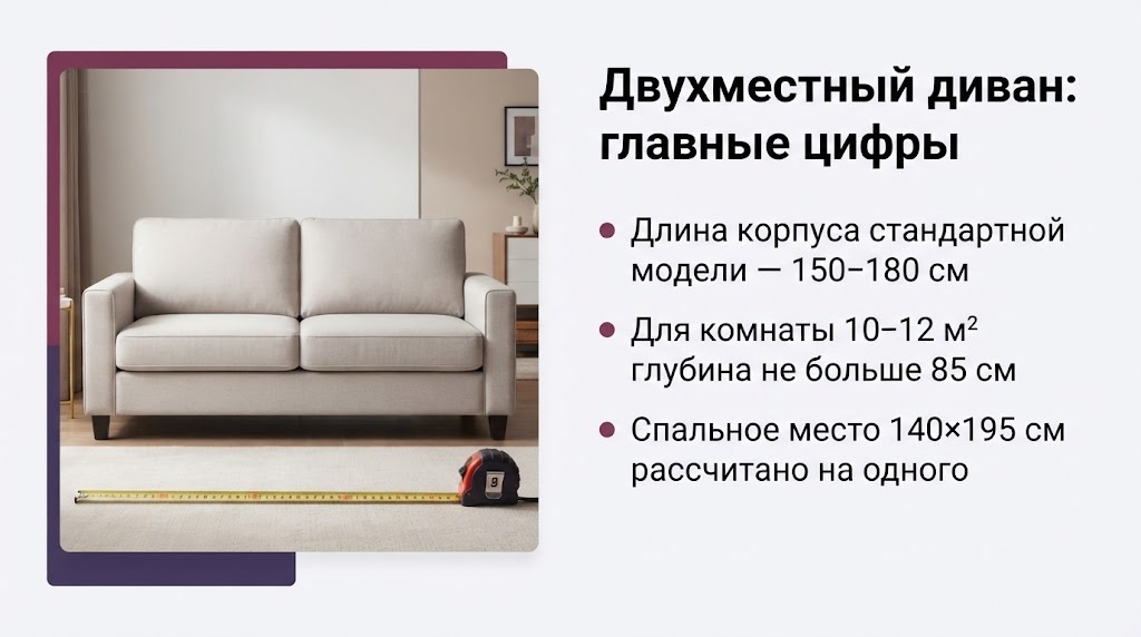 Двухместный диван: главные цифры
