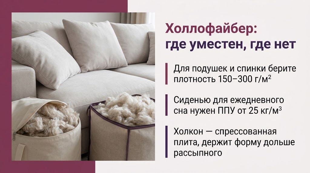 Холлофайбер: где уместен, где нет