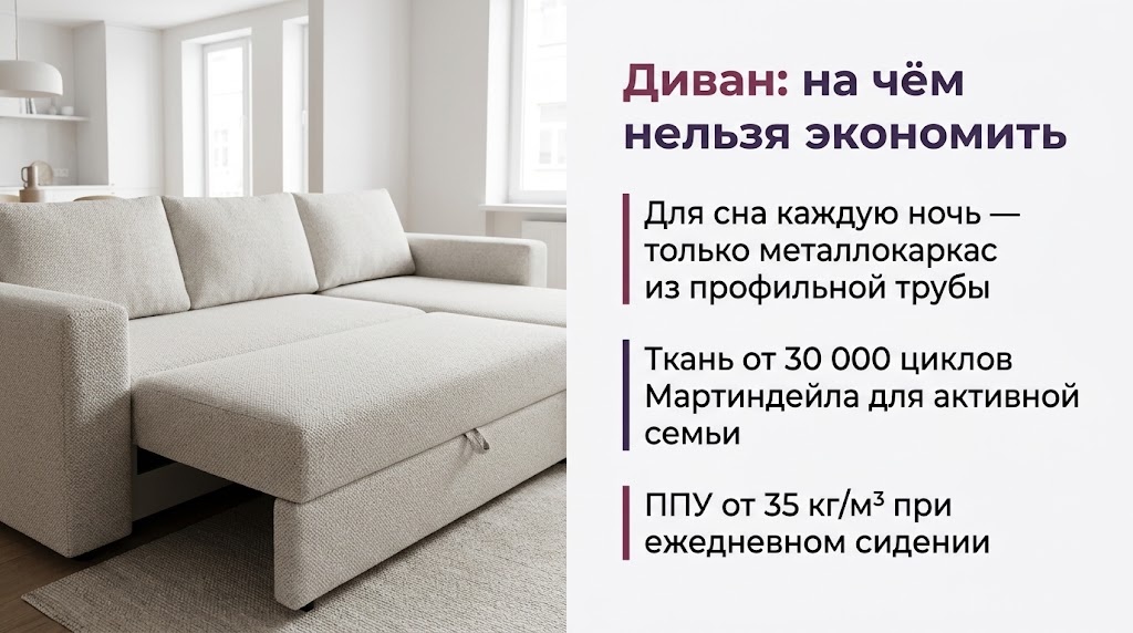 Диван: на чём нельзя экономить
