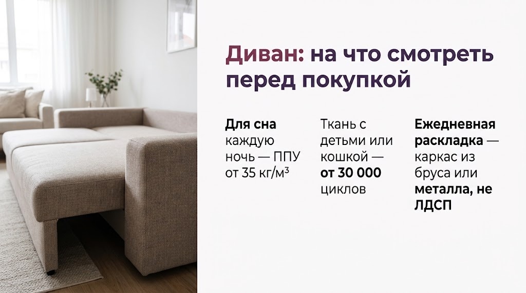 Диван: на что смотреть перед покупкой