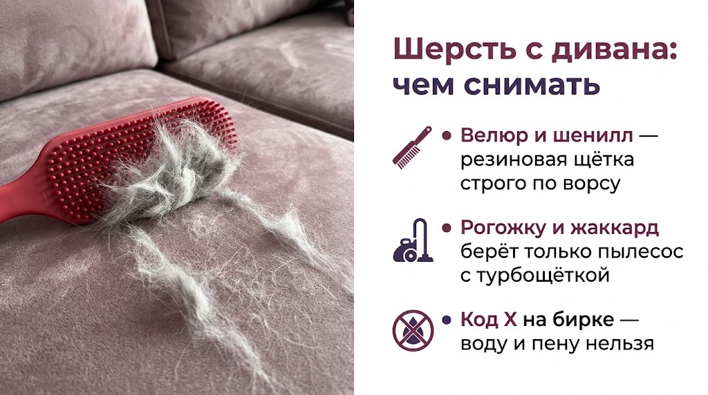 Шерсть с дивана: чем снимать