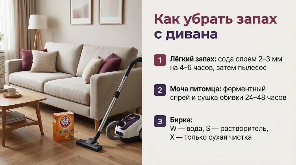 Как убрать запах с дивана